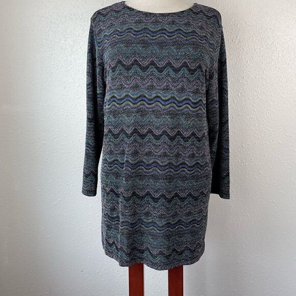 JM Nylon Metallic Blouse Top Size M EUC - Picture 1 of 8